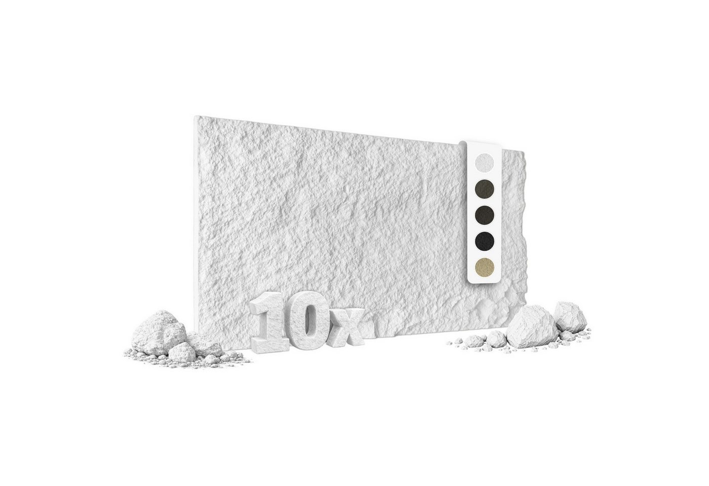 Hexim Wandpaneel, BxL: 60.5x121 cm, (Steinoptik Felsen Platten 10 Stück 120x60cm PU Wandverkleidung 7,3 m² 3D Paneele Bruchstein Stone Dekor Wandpaneele Wanddeko Steinplatte Felswand Wohnzimmer Innenwand weiß (A002-01 White)