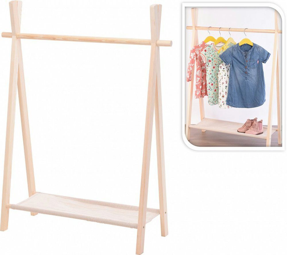 Koopman Kleiderständer Kinderschrank Garderobe 100x80x30 cm Holz Stoffablag günstig online kaufen