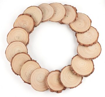 Homewit Bastelnaturmaterial Natürliche Holzscheiben Baumscheiben Ungebohrte Holzkreise, (Set 16-tlg), für DIY Handwerk Hochzeit Weihnachten Dekoration