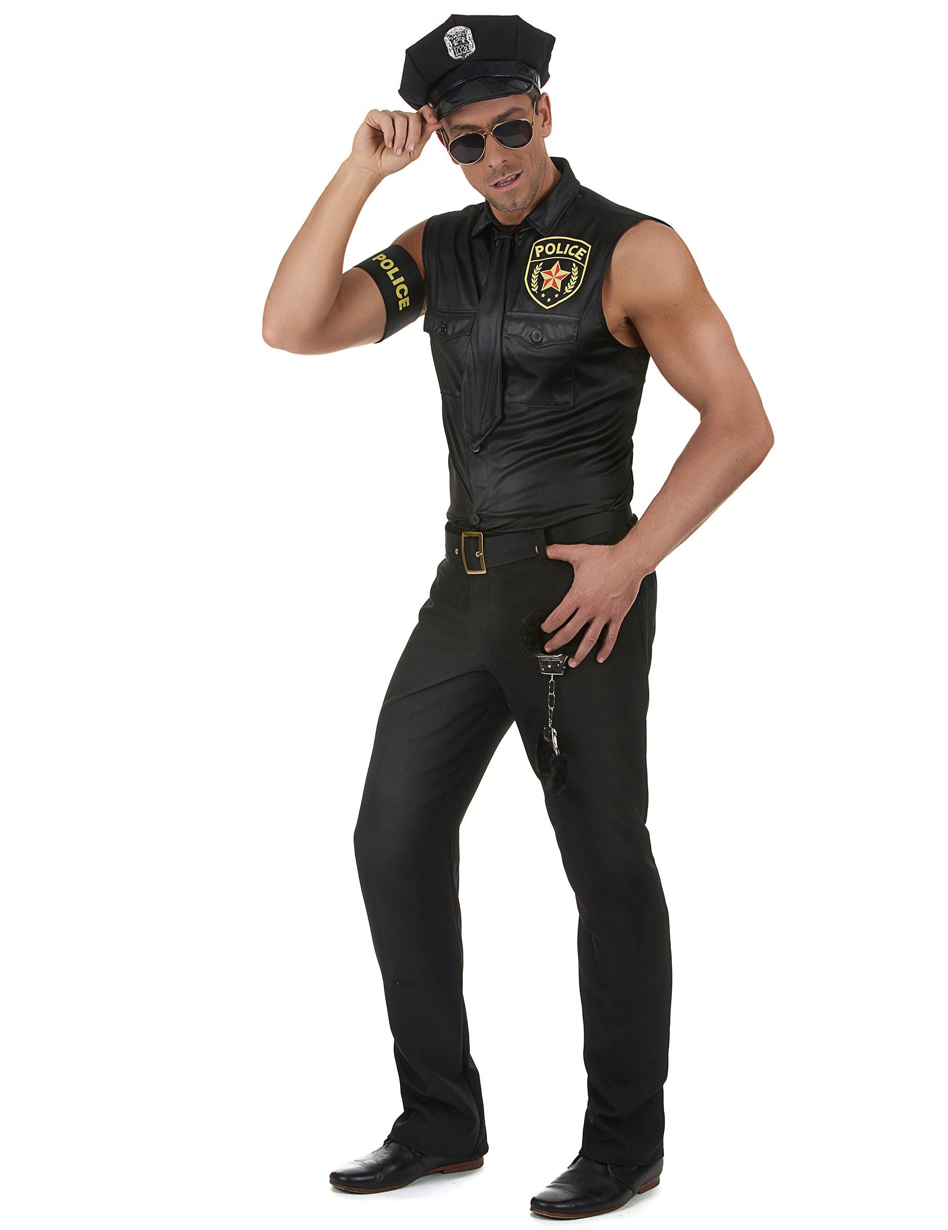 Kostüm Polizist-Herrenkostüm Uniform schwarz