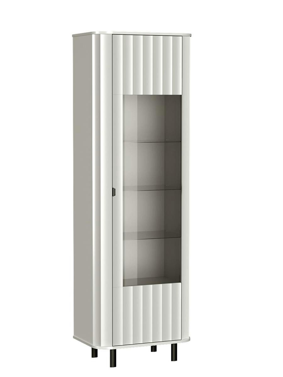 Compleo Standvitrine mit 3 Glasböden, Modern Design, gerillte Front STYLS