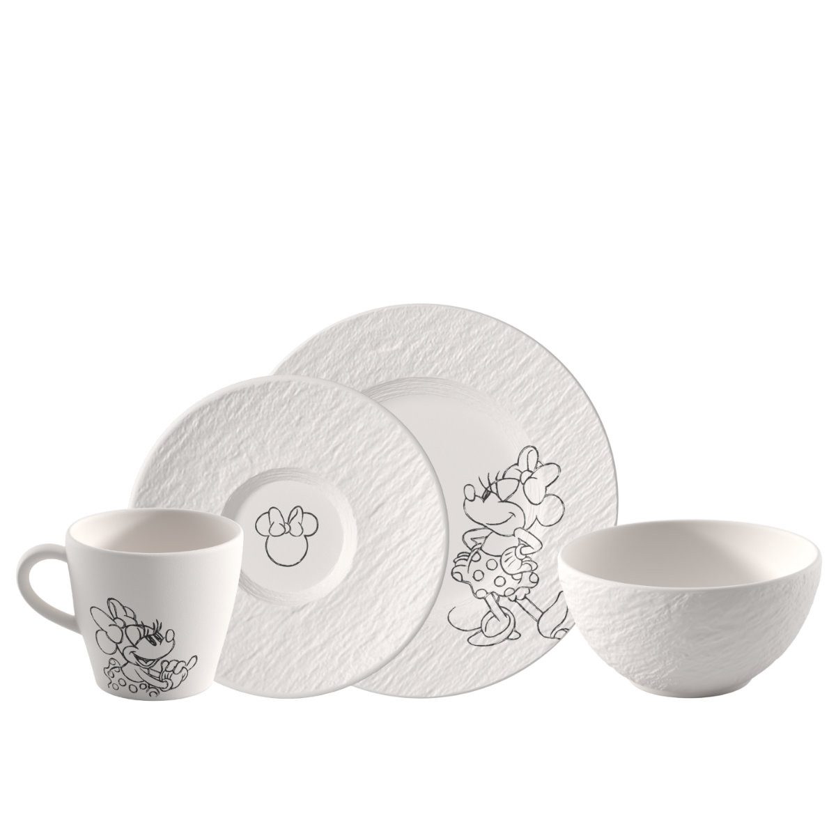 Villeroy & Boch Frühstücks-Geschirrset Manufacture Mickey Mouse, Porzellan, 4-tlg.