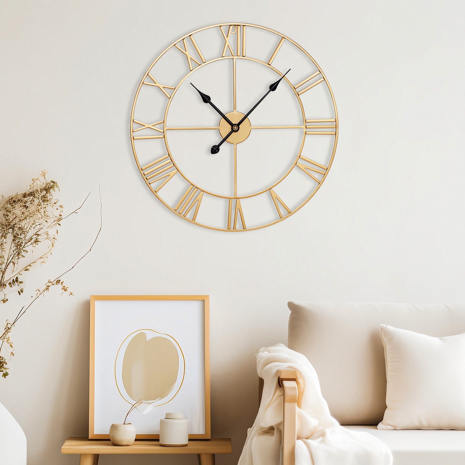 Yorbay Wanduhr Große XL aus Metall,Wohnzimmeruhr mit Romischer Ziffern Vintage (Wanduhr 60 cm für Wohnzimmer, Schlafzimmer, Küche, Restaurants) – Bild 5 von 5