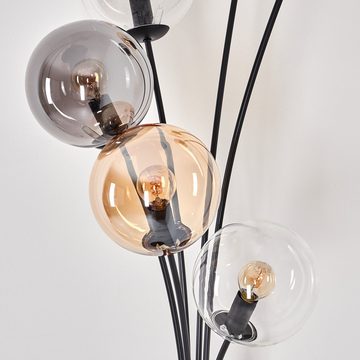 hofstein Stehlampe Stehlampe aus Metall/Glas in Schwarz/Klar/Rauch/Bernstein, ohne Leuchtmittel, Leuchte mit Glasschirmen(15cm), 168cm, 6 x E14, ohne Leuchtmittel