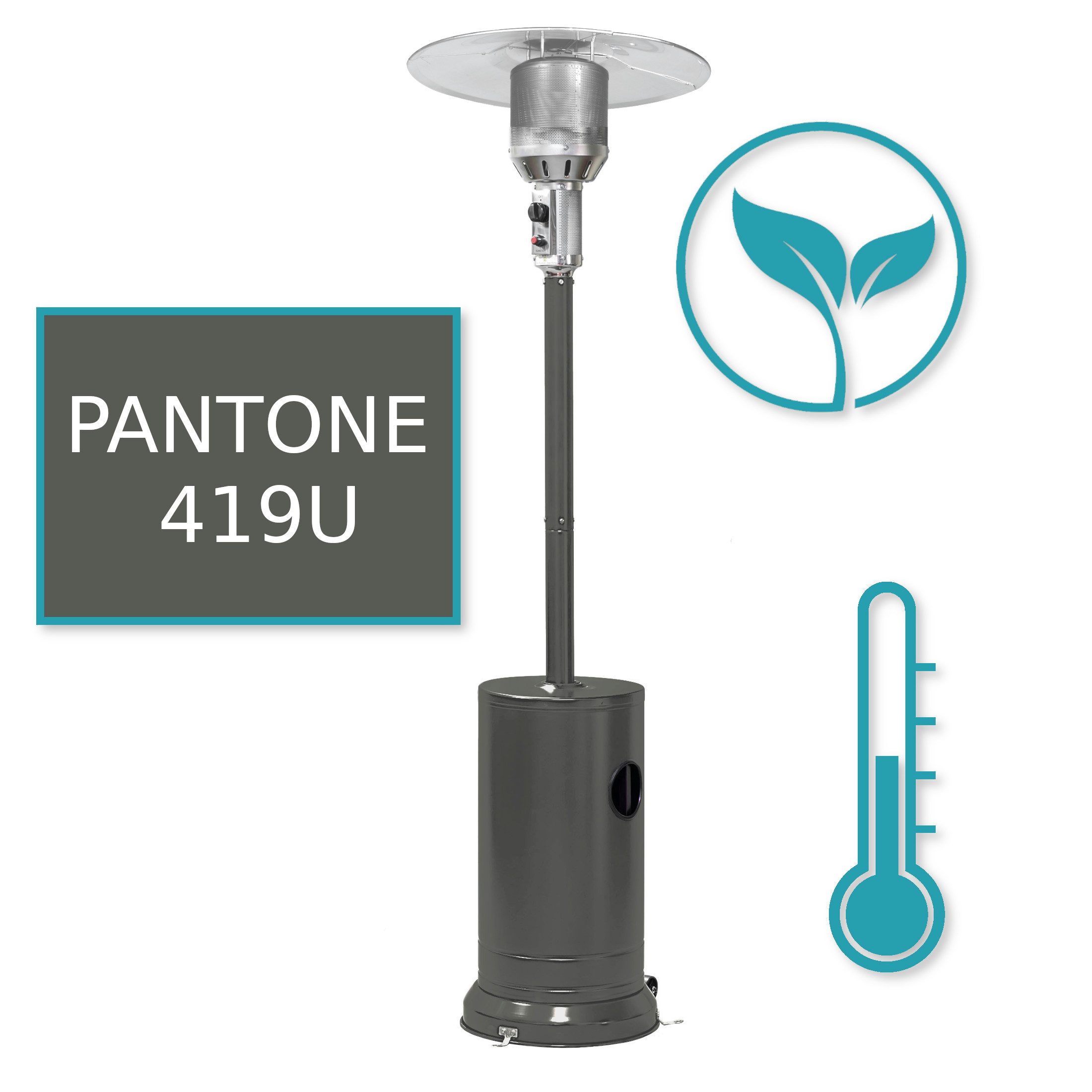 APANA Heizstrahler Eco Heizpilz Gasheizer Terrassenheizstrahler Gas Heizstrahler Garten, Inklusive Transportrollen Umkippsicherung und Abschaltautomatik