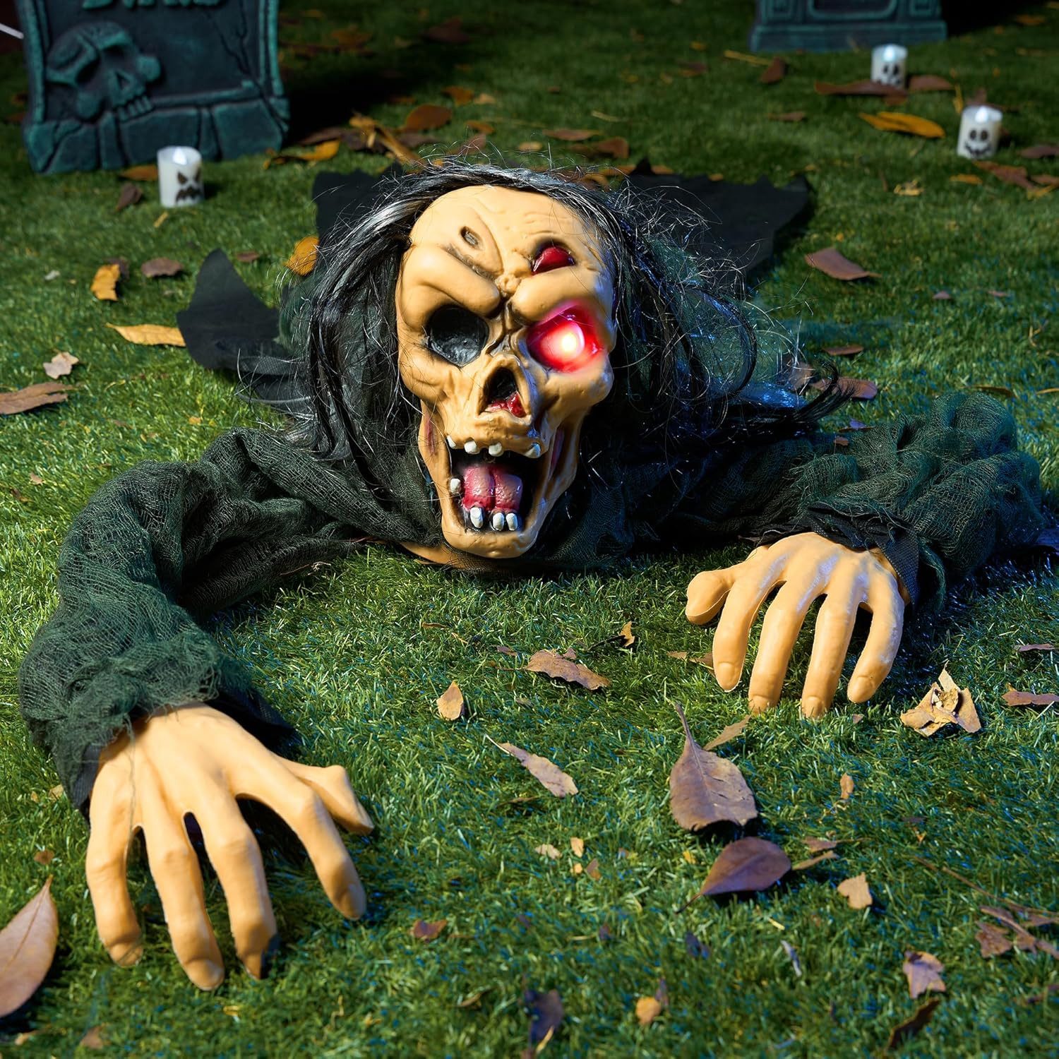 JOYIN Dekoobjekt JOYIN Halloween Zombie Groundbreaker grün, animiert, LED & Sound