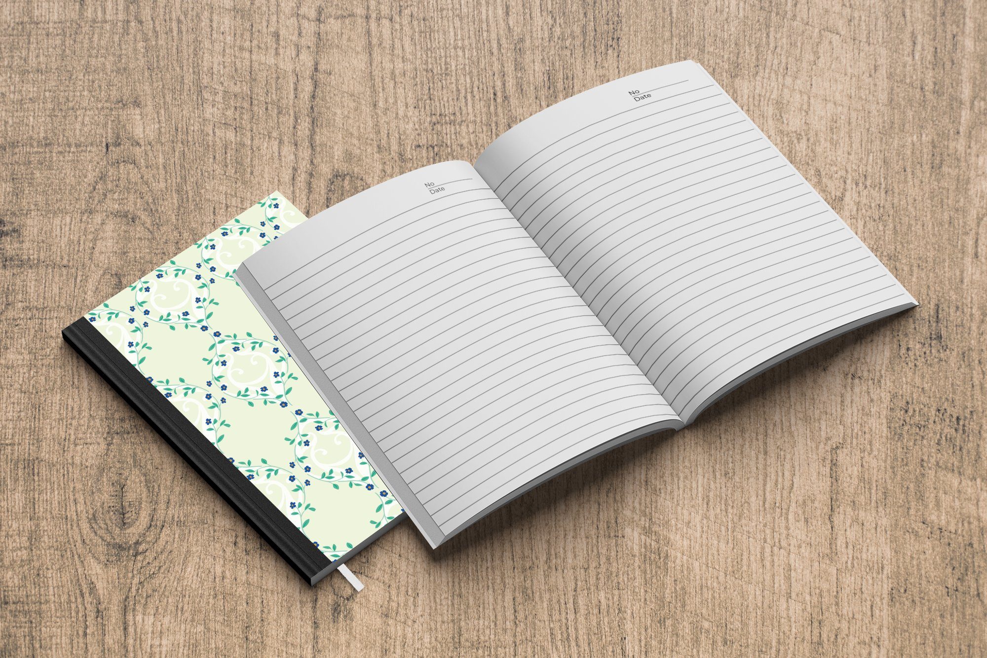 Grün Tagebuch, Journal, - 98 Notizheft, Haushaltsbuch A5, - Merkzettel, Notizbuch Blau Blume MuchoWow Design, - Seiten,
