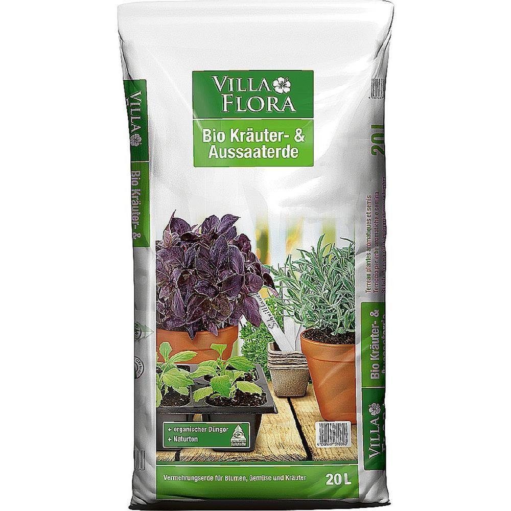 VILLA FLORA Anzucht- und Kräutererde Bio Aussaaterde Kräutererde 20l Anzuchterde Spezialerde