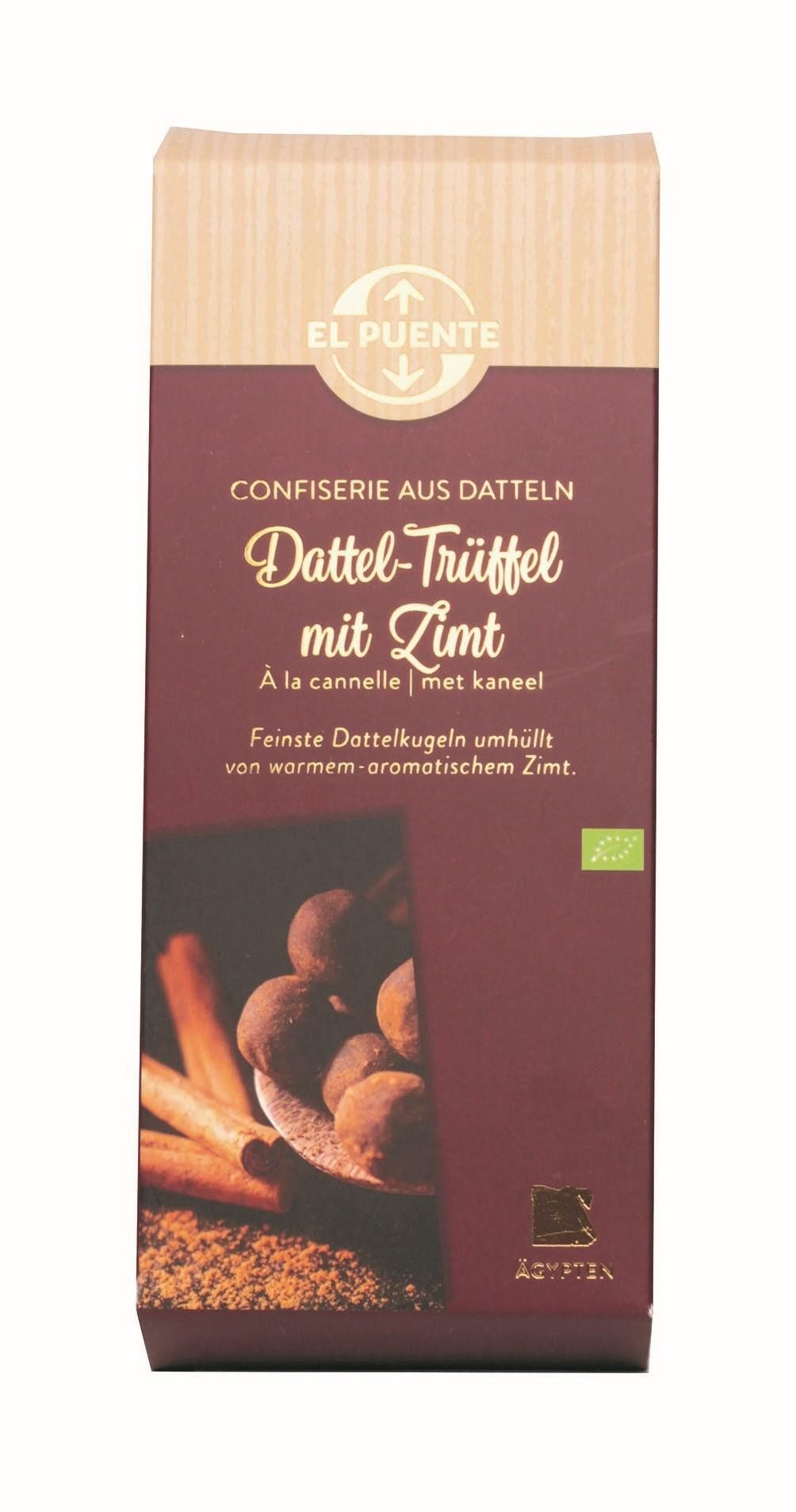 El Puente Knabberei Vegane Bio-Dattel-Trüffel Kugeln mit Zimt, Fair Trade, Vegan, Bio, Handmade
