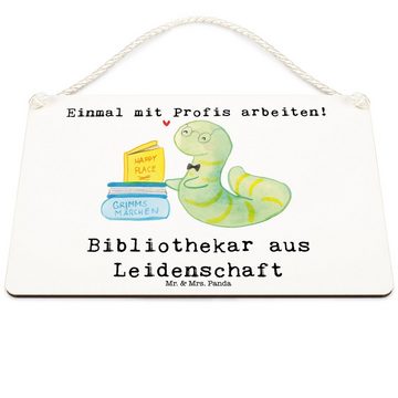 Mr. & Mrs. Panda Hinweisschild DIN A6 Bibliothekar Leidenschaft - Weiß - Geschenk, Bücherwurm, Jubil, (1 St), Mit Kordel