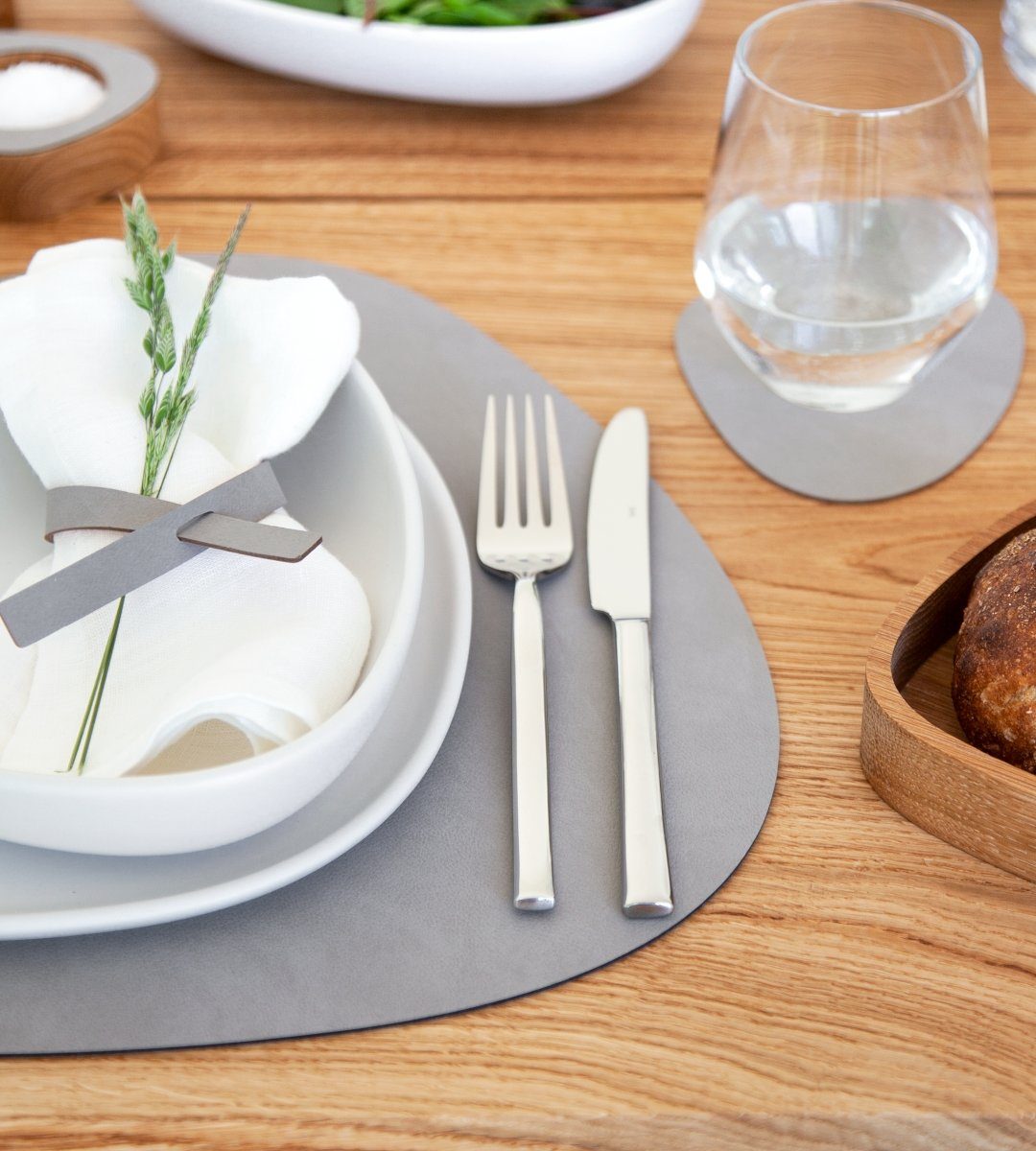 LIND DNA Platzset DOUBLE NUPO Tischset Curve rose/light grey 37x44cm, Table Mat Curve L Double Nupo Rose/Light Grey