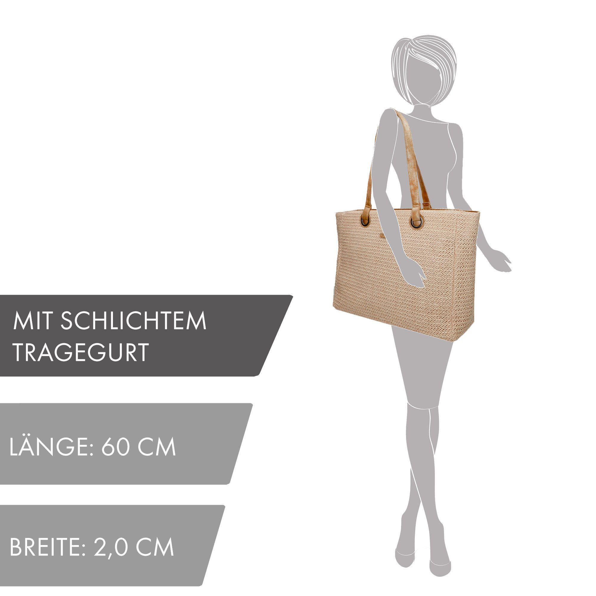 Enrico Benetti Strandtasche Badetasche mit Reißverschluss Damen Herren – Shopper groß (Shopper, groß), in schöner Bastoptik