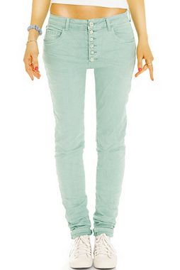 be styled Boyfriend-Hose Bequeme Boyfriend Hose mit Knopfleiste - Stretch Hose - Damen - j43p in Unifarben, mit Stretch-Anteil, 5-Pocket-Style