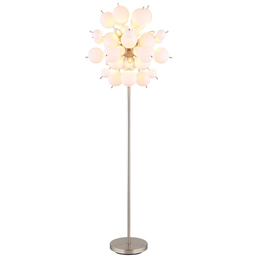 GLOBO LIGHTING Stehlampe, Leuchtmittel nicht inklusive, Stehleuchte Standlampe Wohnzimmerlampe Glaskugeln Metall Nickel-matt H