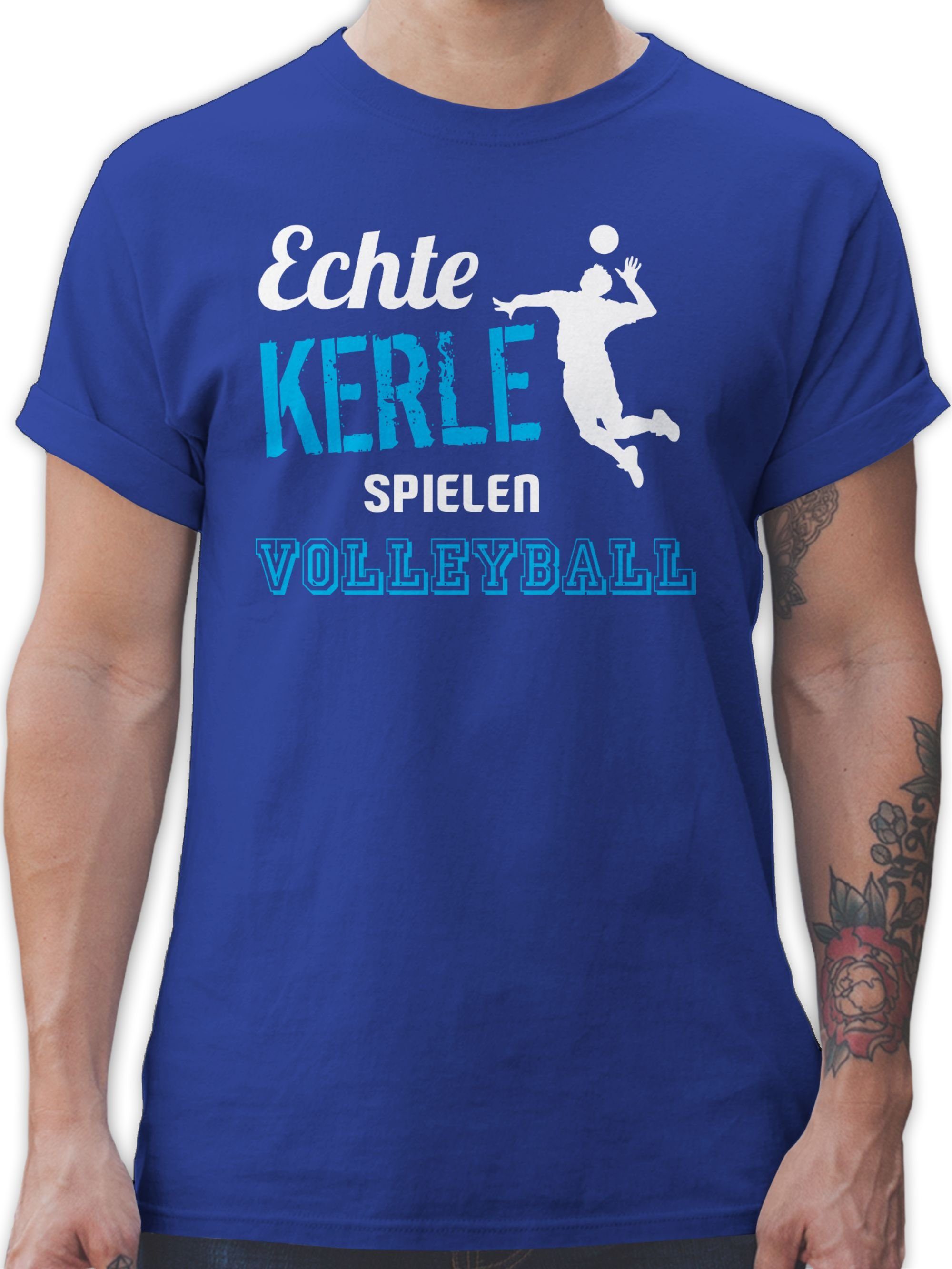 Shirtracer T-Shirt Echte Kerle spielen Volleyball Volleyball Geschenke 2 Royalblau