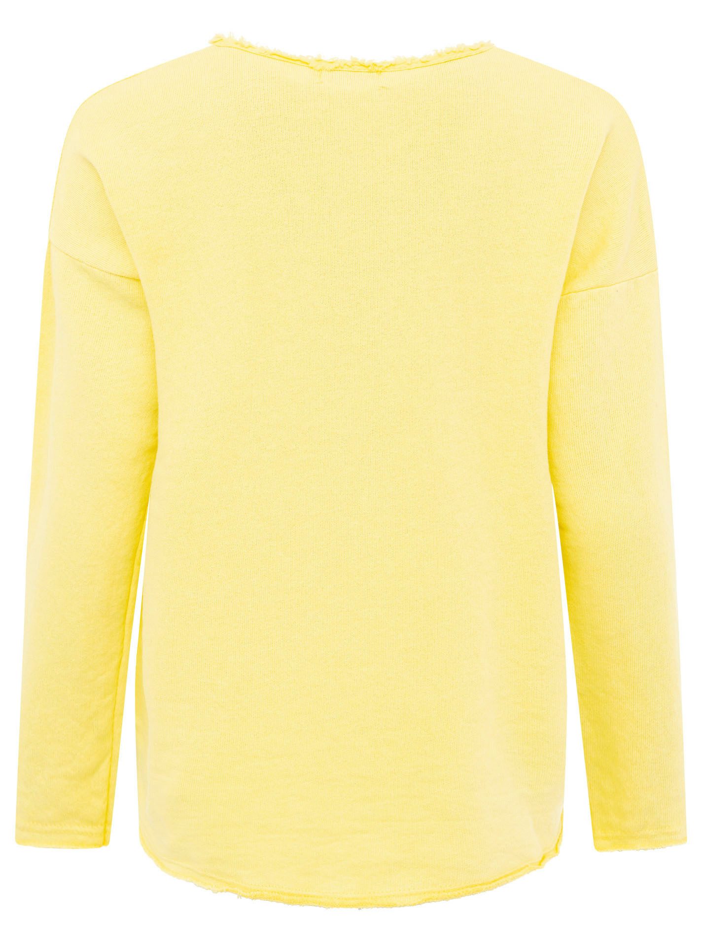 Zwillingsherz Sweatshirt "Positive Mind" ausgefranster V-Ausschnitt, Used Look, Langarm, Schriftzug – Bild 4 von 5