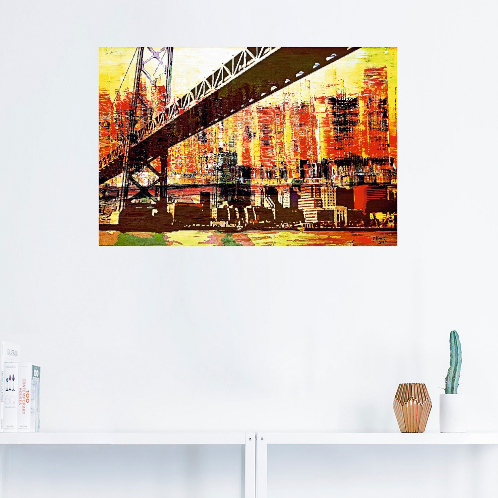 Artland Wandbild San Francisco Bridge, Größen Poster versch. Leinwandbild, mit Amerika Bay als (1 in oder Wandaufkleber Oakland St), Alubild