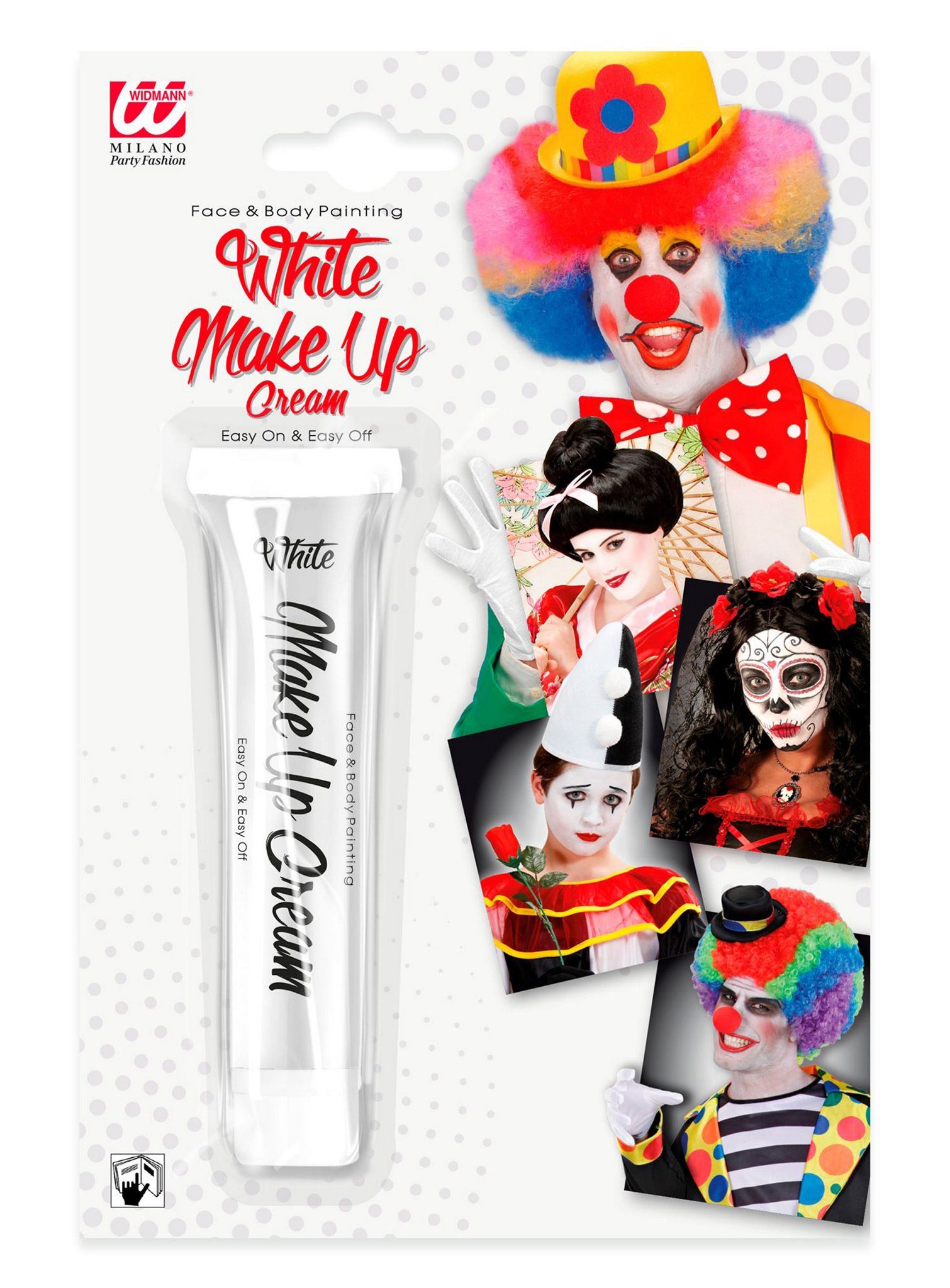 Widdmann Theaterschminke Make-up Tube weiß, 28 ml Schminkcreme für Fasching und Halloween von Widdmann