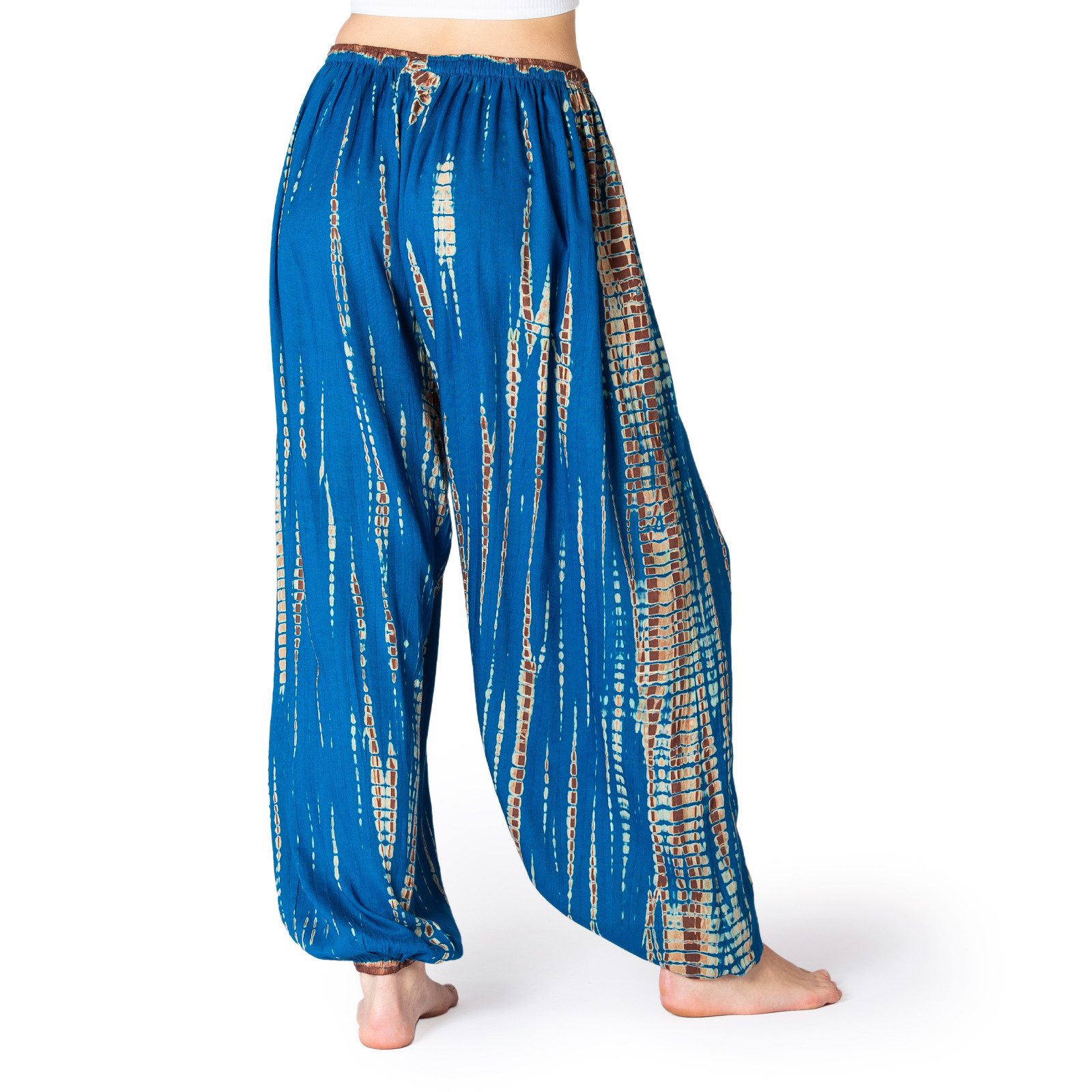 PANASIAM Haremshose Tie-Dye Haremshose Sommerhose aus 100% Viskose Schlupfhose mit Taschen Freizeithose Unisex Lounge-Hose lockere Strandhose Pumphose Jogger