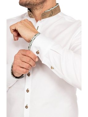 Gipfelstürmer Trachtenhemd Hemd Stehkragen 420000-4249-157 weiß dunkelgrün (S