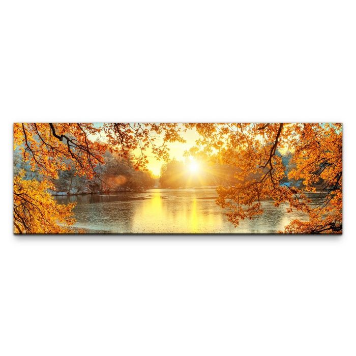 möbel-direkt.de Leinwandbild Bilder XXL See im Herbst Wandbild auf Leinwand