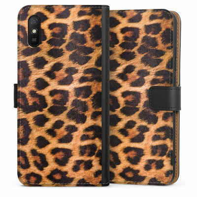 DeinDesign Handyhülle Leopard Fell Animalprint Leo Print, Xiaomi Redmi 9A Hülle Handy Flip Case Wallet Cover Handytasche Leder