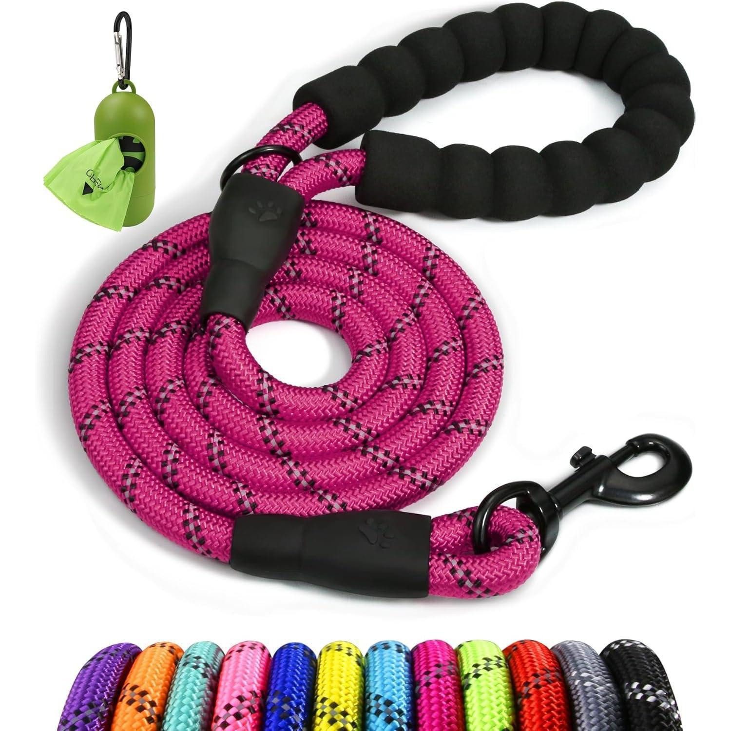 LuxusKollektion Hundeleine Hundeleine reflektierend gepolsterter 120x1 cm (1er Pack) Hot Pink
