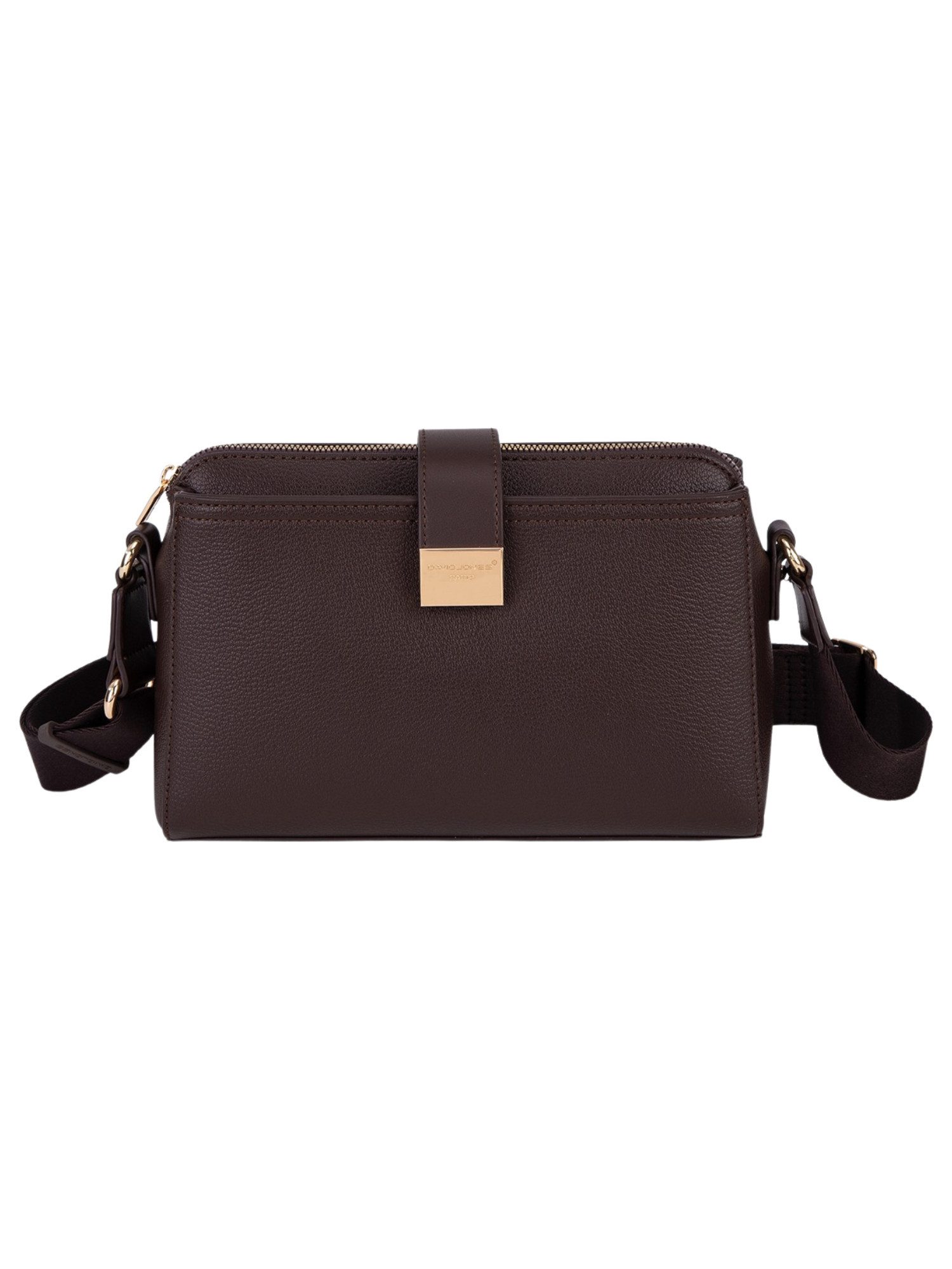 David Jones Schultertasche David Jones Elegance Multi-Zip Crossbody, Multi-Zip-Design, Kunstleder, kompakte Größe.