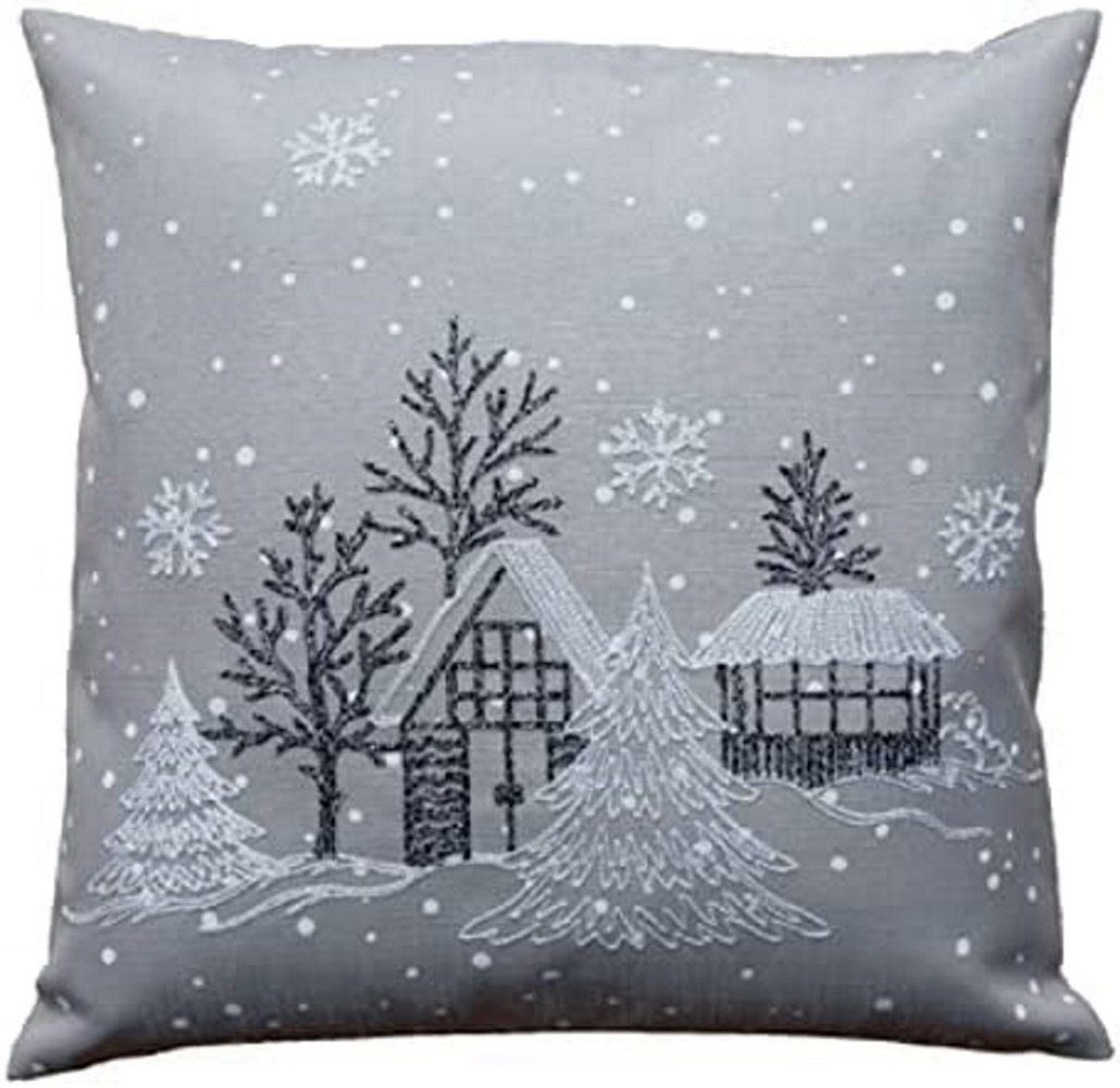 texpot Kissenhülle Stickerei Winterdorf Weihnachten Winter günstig online kaufen