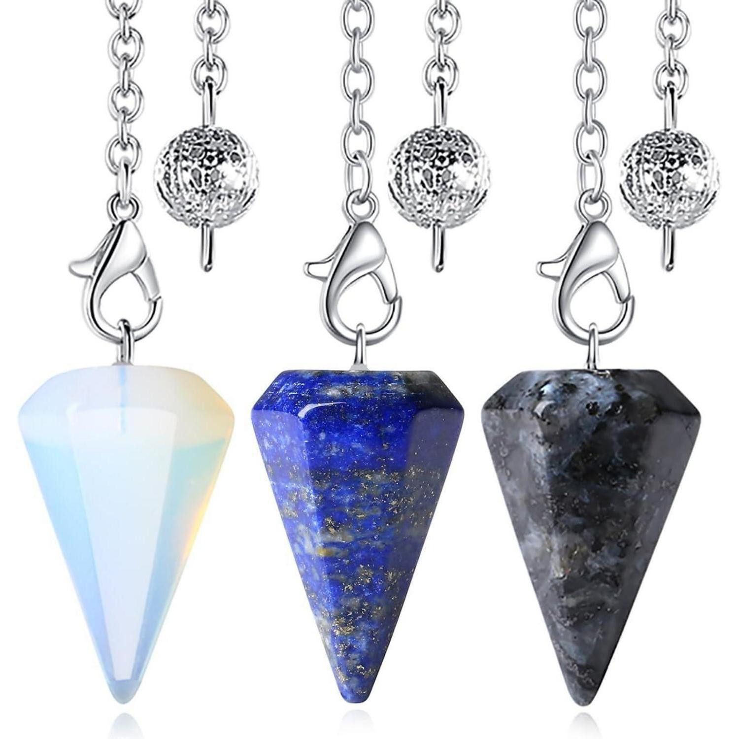 LuxusKollektion Edelstein Pendel Kristalle Set Lapislazuli E-lapislazuli opal labradorit