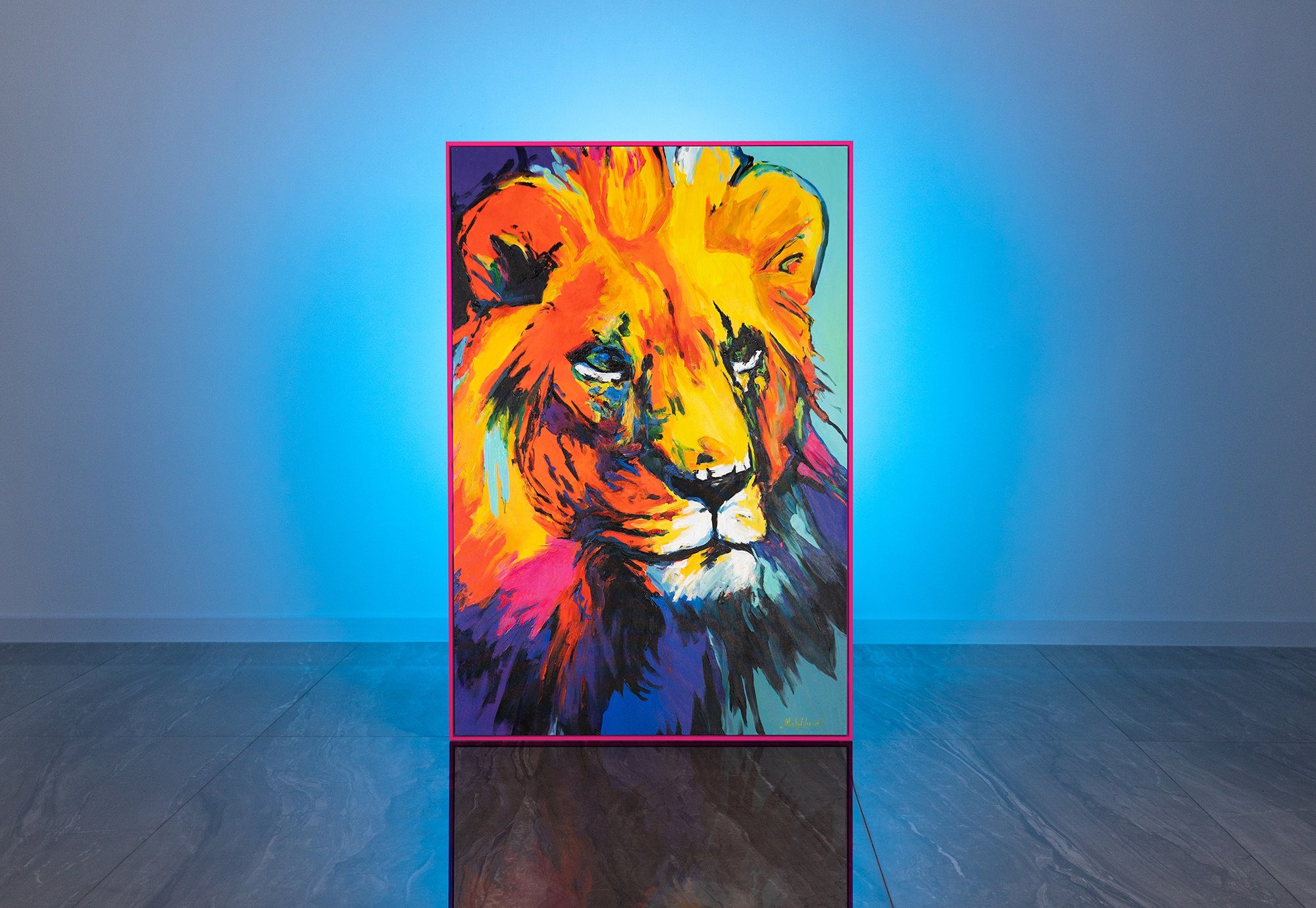 Rosa YS-Art Löwengrazie, Rahmen Mit Gemälde in Abstraktion