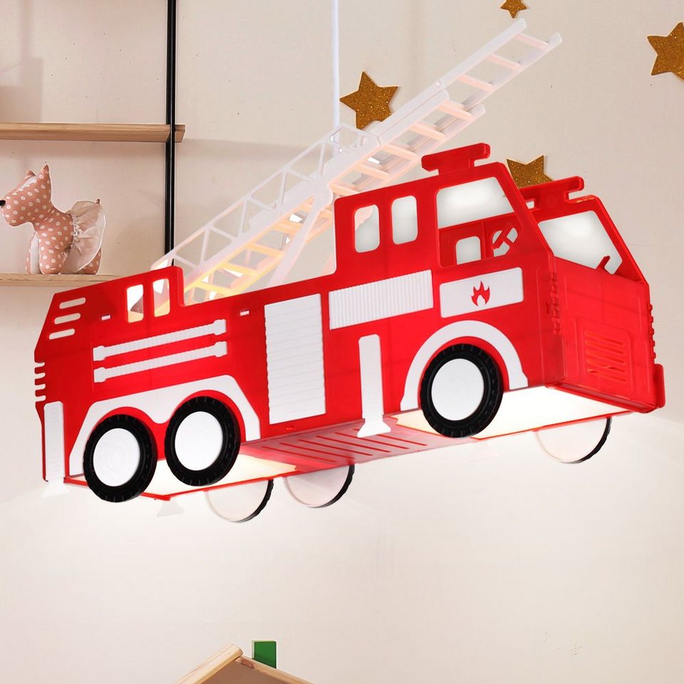 etc-shop Dekolicht, LED Pendel Lampe RGB Fernbedienung Feuerwehr Auto  Kinder Spiel