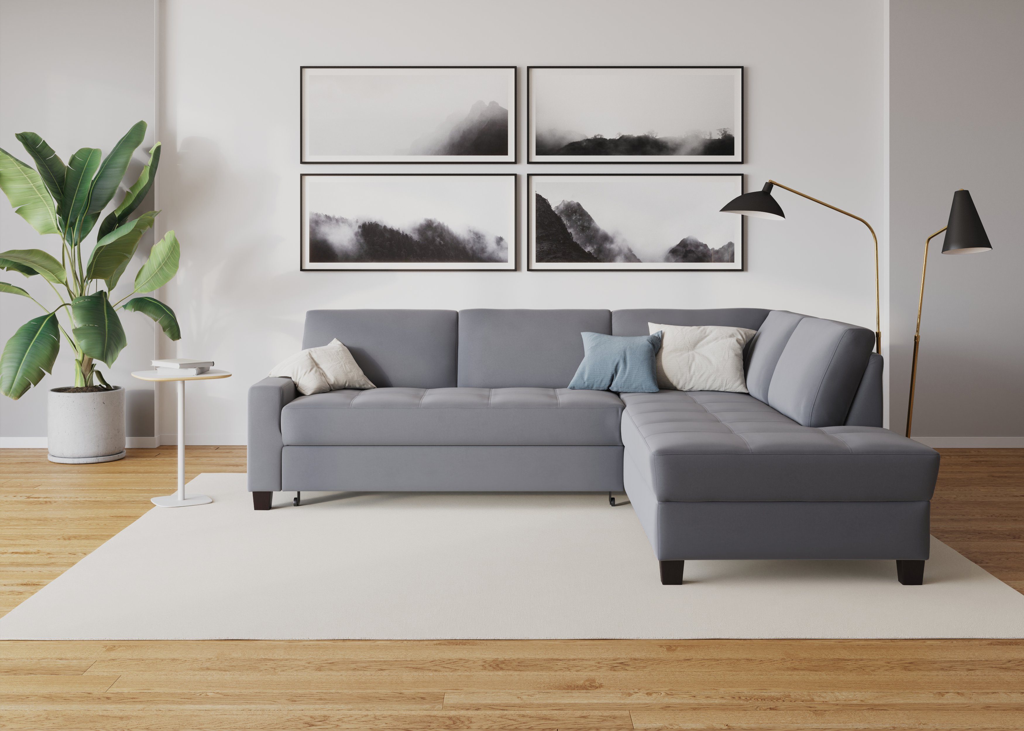 DOMO collection Ecksofa Florentina zeitlos und elegant, Sitznähte als Designelement, L-Form, wahlweise mit Bettfunktion, mit Kontrastnaht, Komfortsitzhöhe 47cm