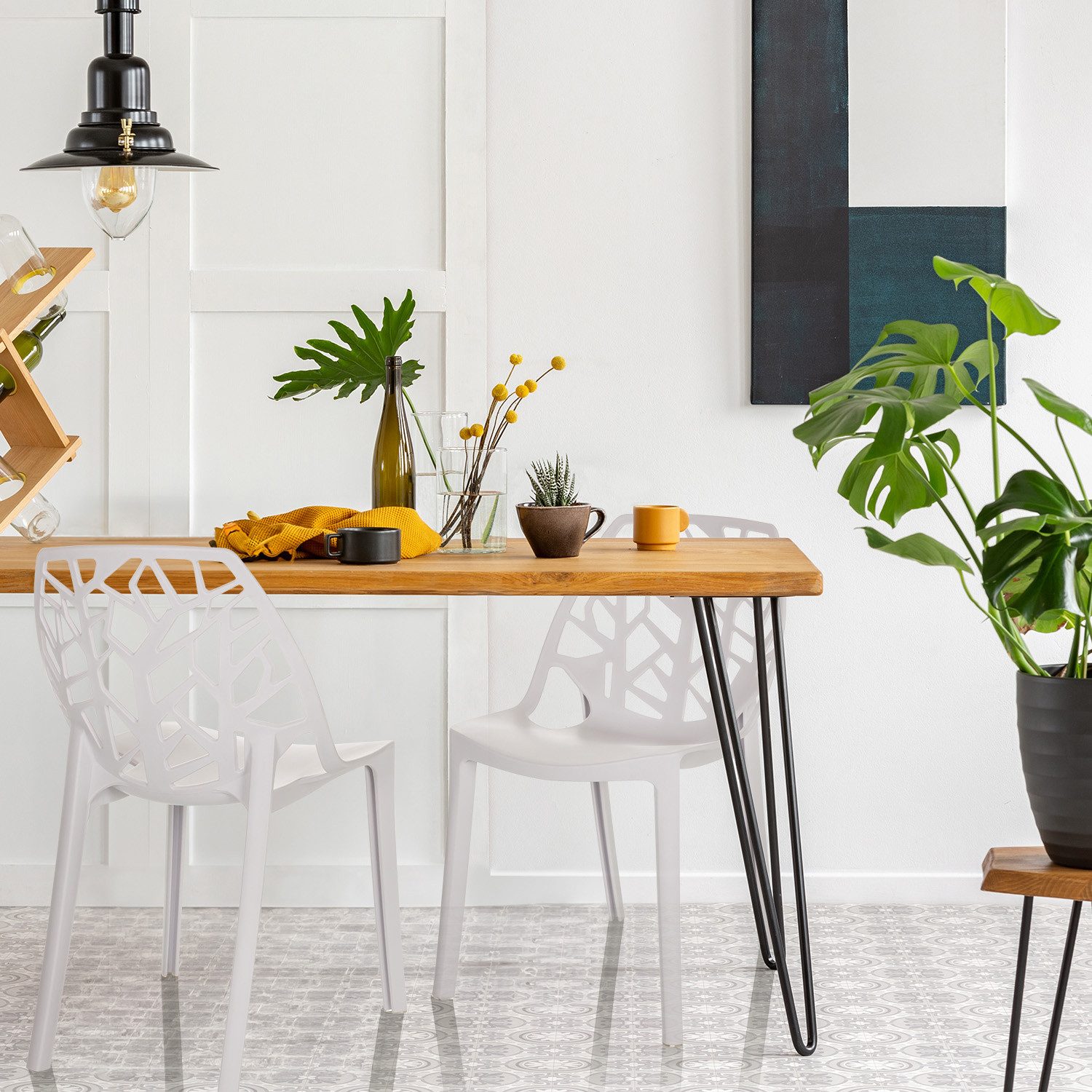 hjh OFFICE Gartenstuhl Outdoor Stuhl ARTIFO TRI Kunststoff ohne Armlehnen, Vierfußstuhl, Esszimmerstuhl, Stuhl stapelbar