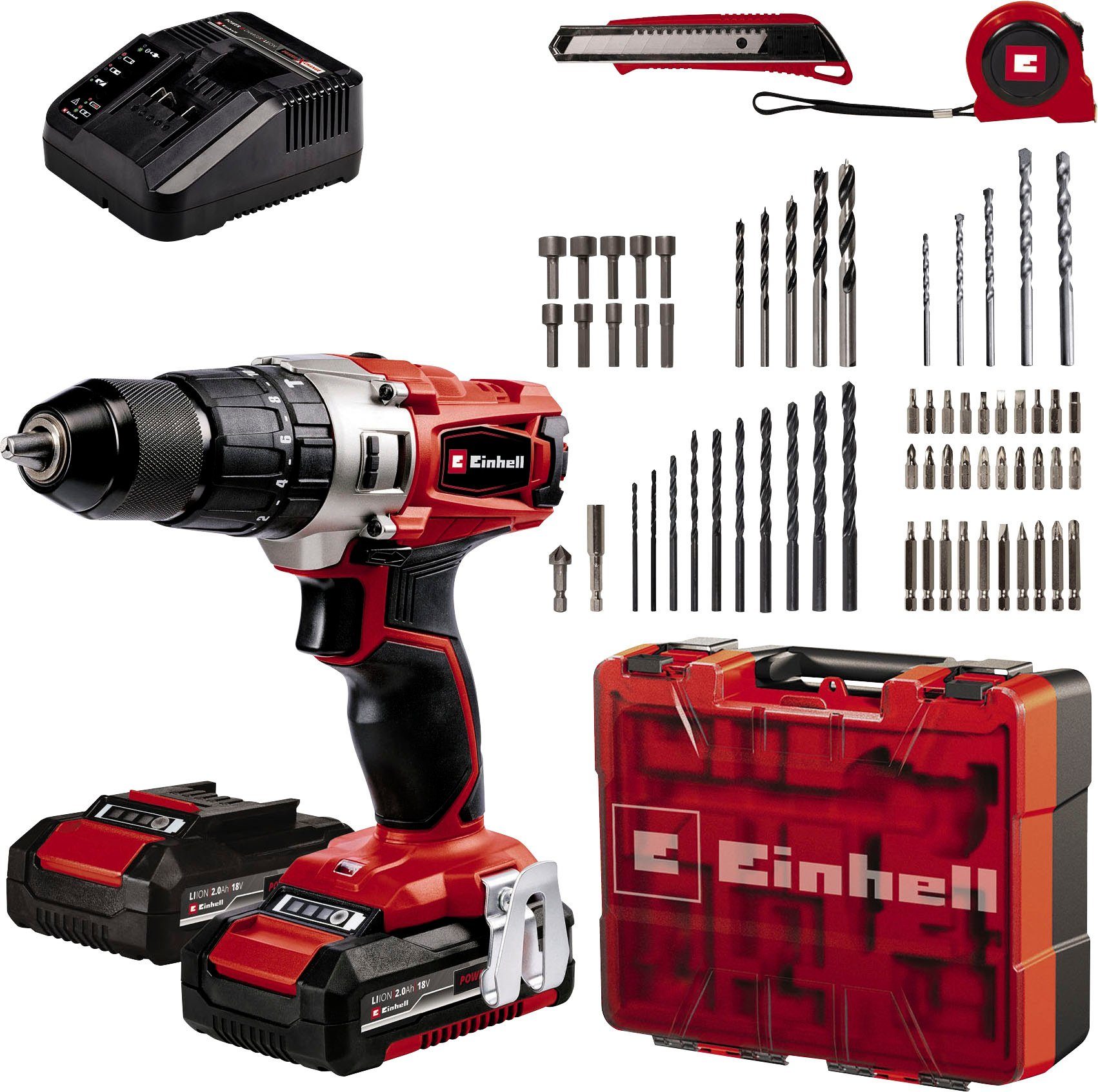 Einhell Akku-Schlagbohrschrauber Power X-Change TE-CD 18/2 Li-i +64, max. 1250 U/min, (Set), inkl. 2 Akkus á 2 Ah und Ladegerät | Schlagschrauber