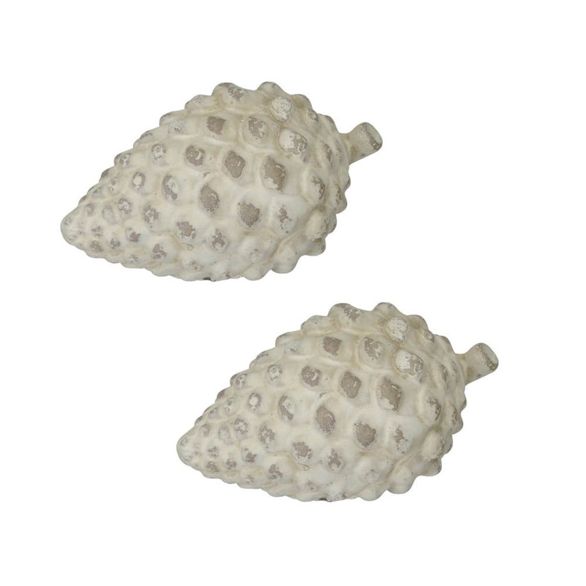 finehomegarden Dekofigur Zapfen Zement 2erSet creme Statue Herbstdeko 12x7cm H6 cm (2 St), Dekoobjekt Herbst Dekoration / Paket