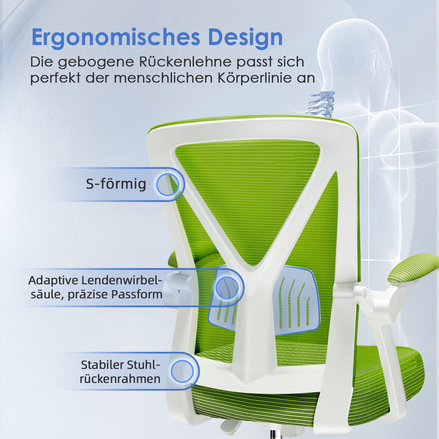 Adormii Bürostuhl Bürostuhl mit klappbaren Armlehnen,Ergonomischer Bürostuh günstig online kaufen