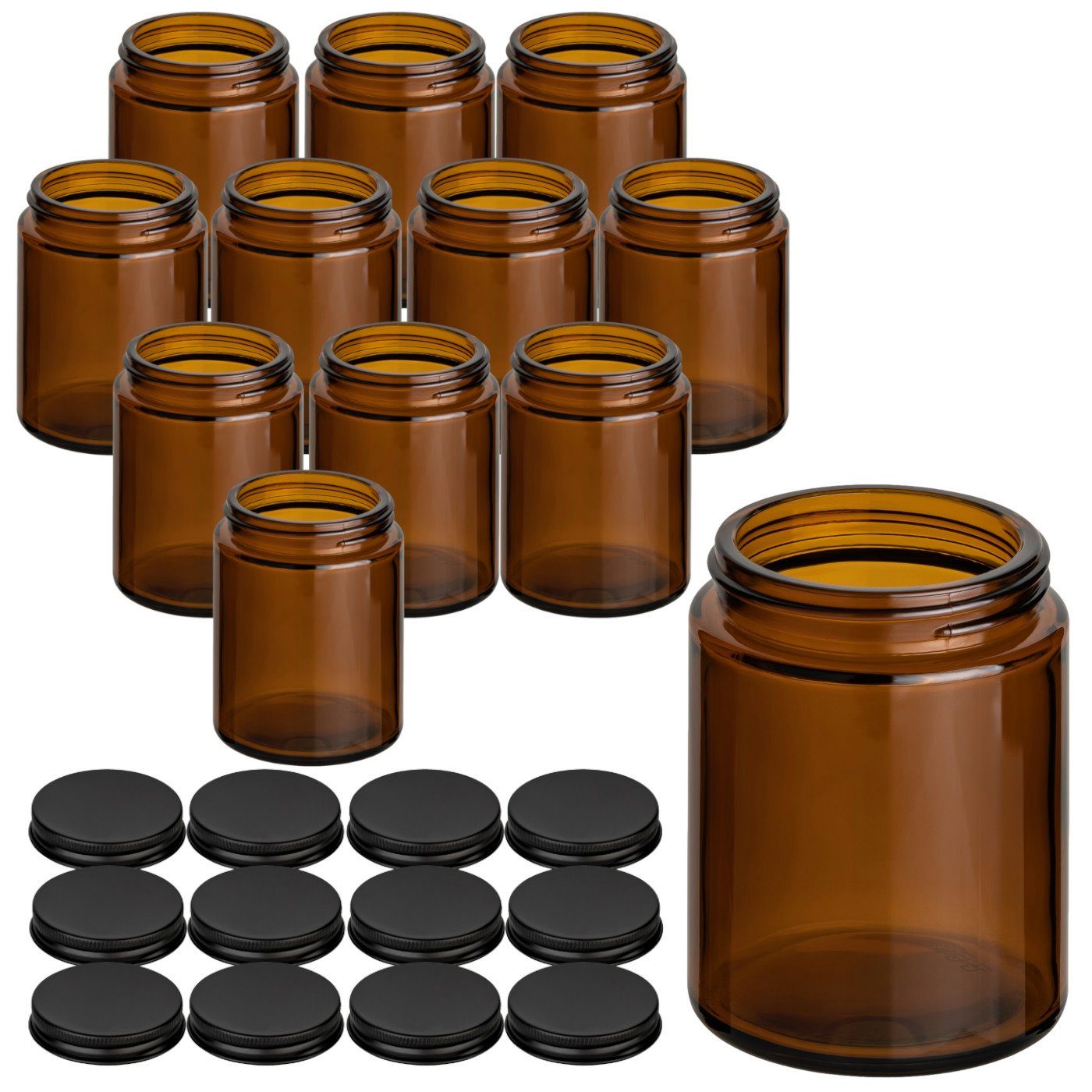 Make-Up Organizer Cremetiegel aus Braunglas mit Schraubdeckel - Leere Cremedose aus Glas