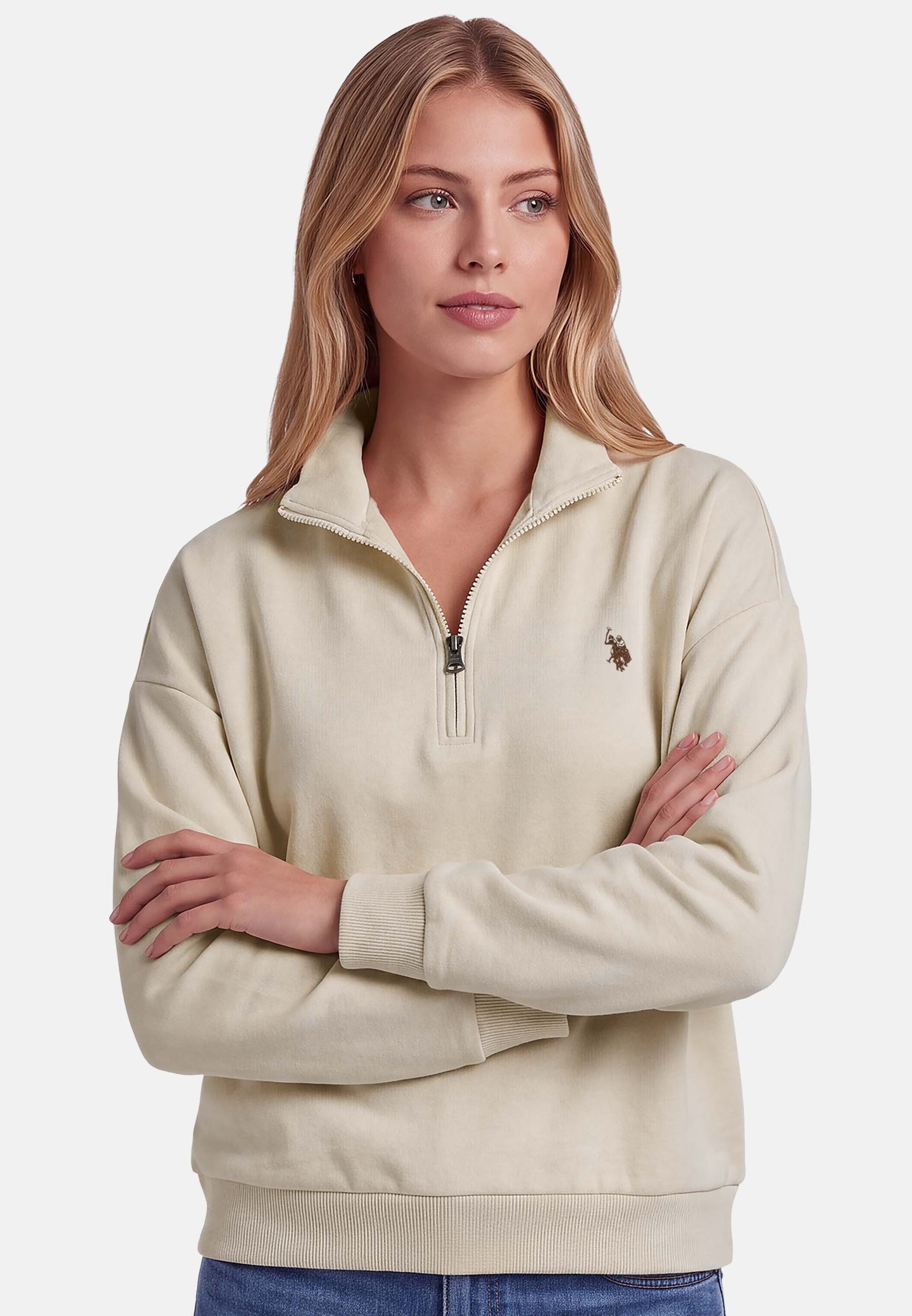 U.S. Polo Assn. Sweatshirt mit Stehkragen und gesticktem Brustlogo Weiches Damen-Sweatshirt mit Rippbündchen und normaler Passform – Bild 2 von 5