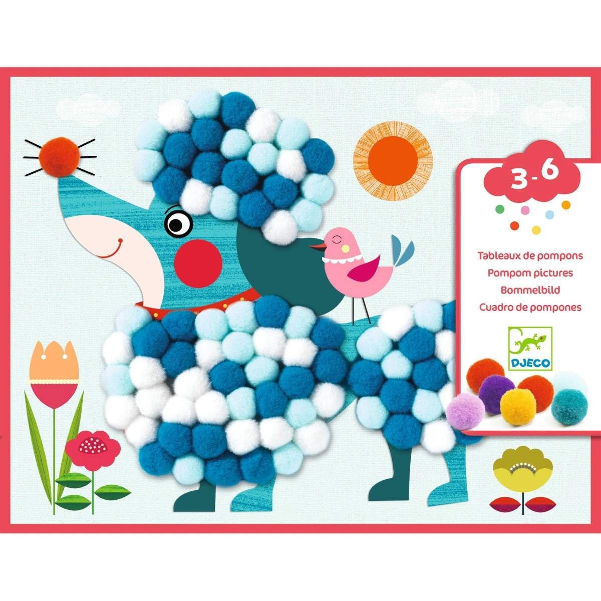 DJECO Kreativset Bastelpackung 3-6: Hunde Collage-Aktivität Kreativset