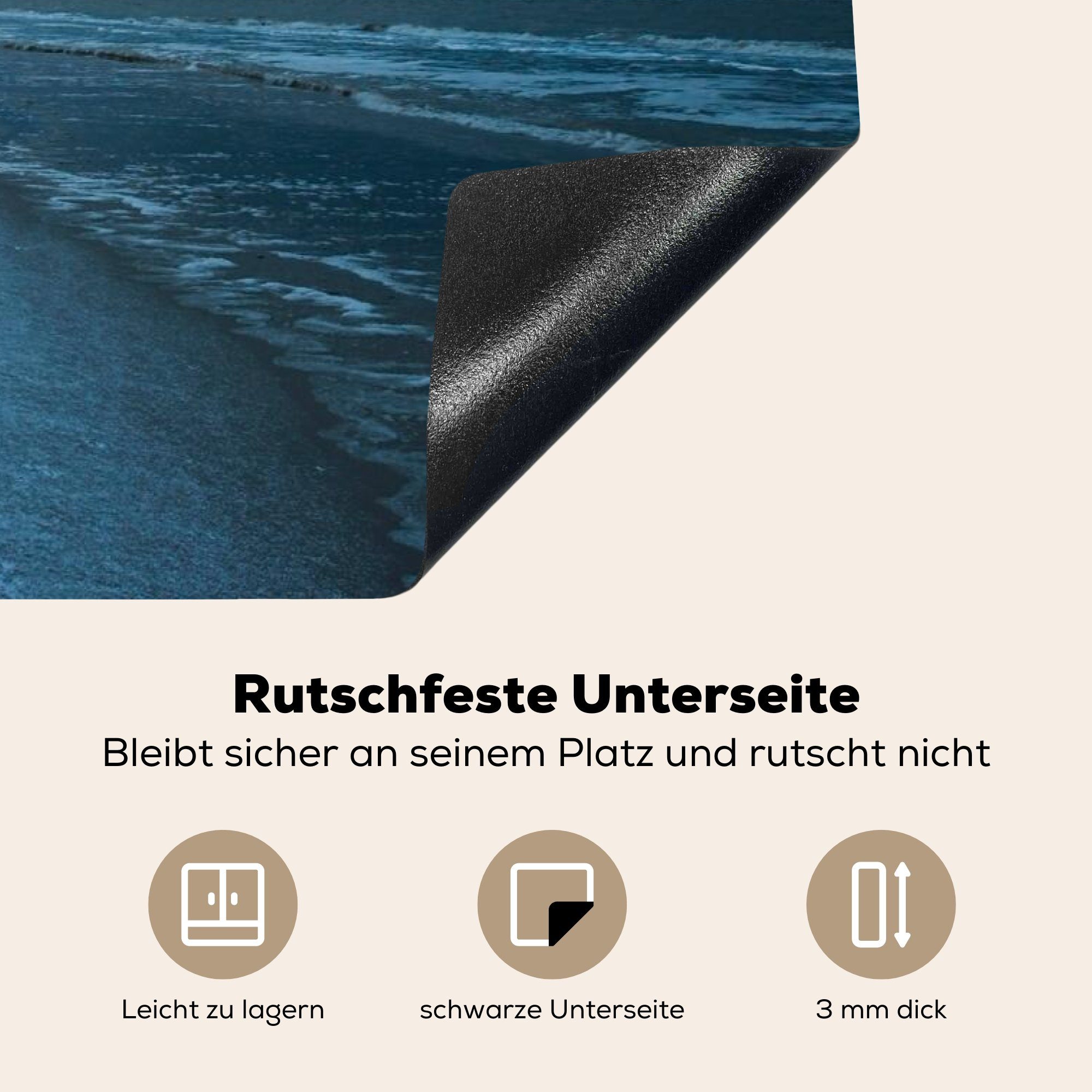 MuchoWow Herdblende-/Abdeckplatte Nordsee - Vinyl, Induktionskochfeld Sturm (1 Wasser, - küche, cm, tlg), Schutz für Ceranfeldabdeckung die 81x52
