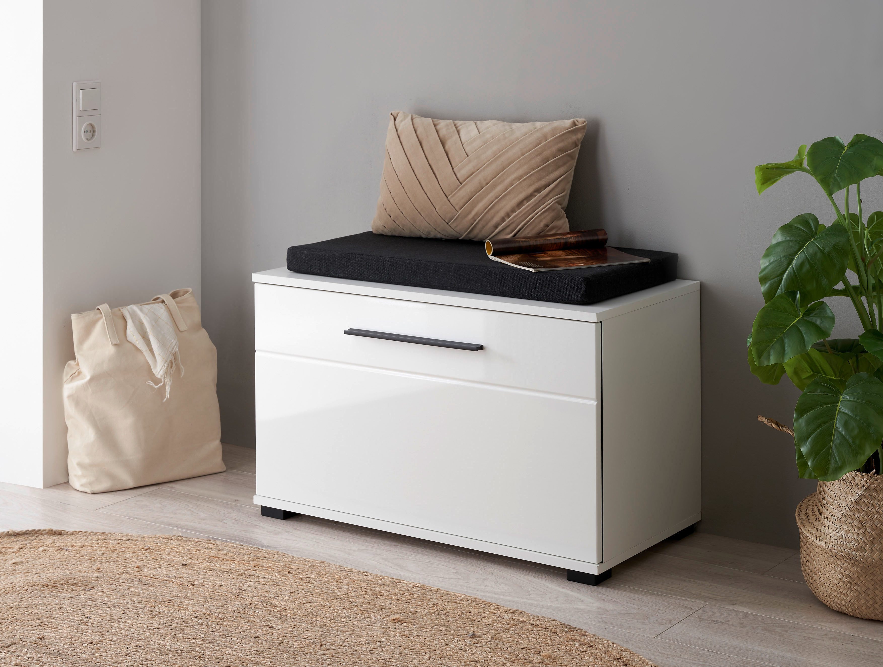 Home affaire Polsterbank Cantara, Garderobenbank mit Klappe, Sitzbank in zwei Farben (2-St), inkl. Sitzkissen, Platz für ca. 6 Paar Schuhe, 80 cm breit