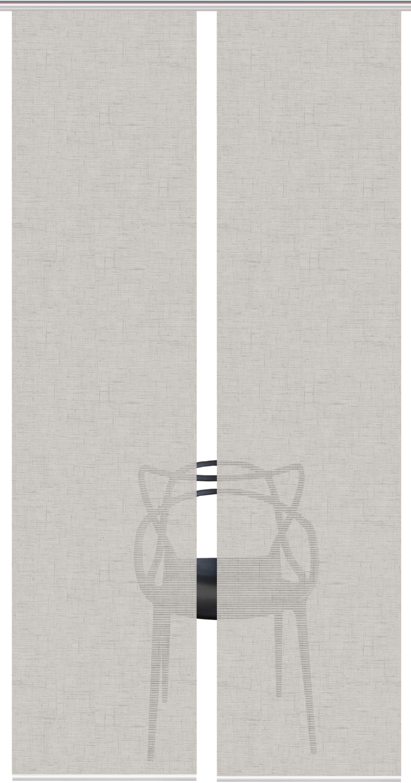 Vision S Schiebegardine PIVE 2er SET (2 St), Paneelwagen, halbtransparent, Schiebevorhang Digidruck 2er Set PIVE