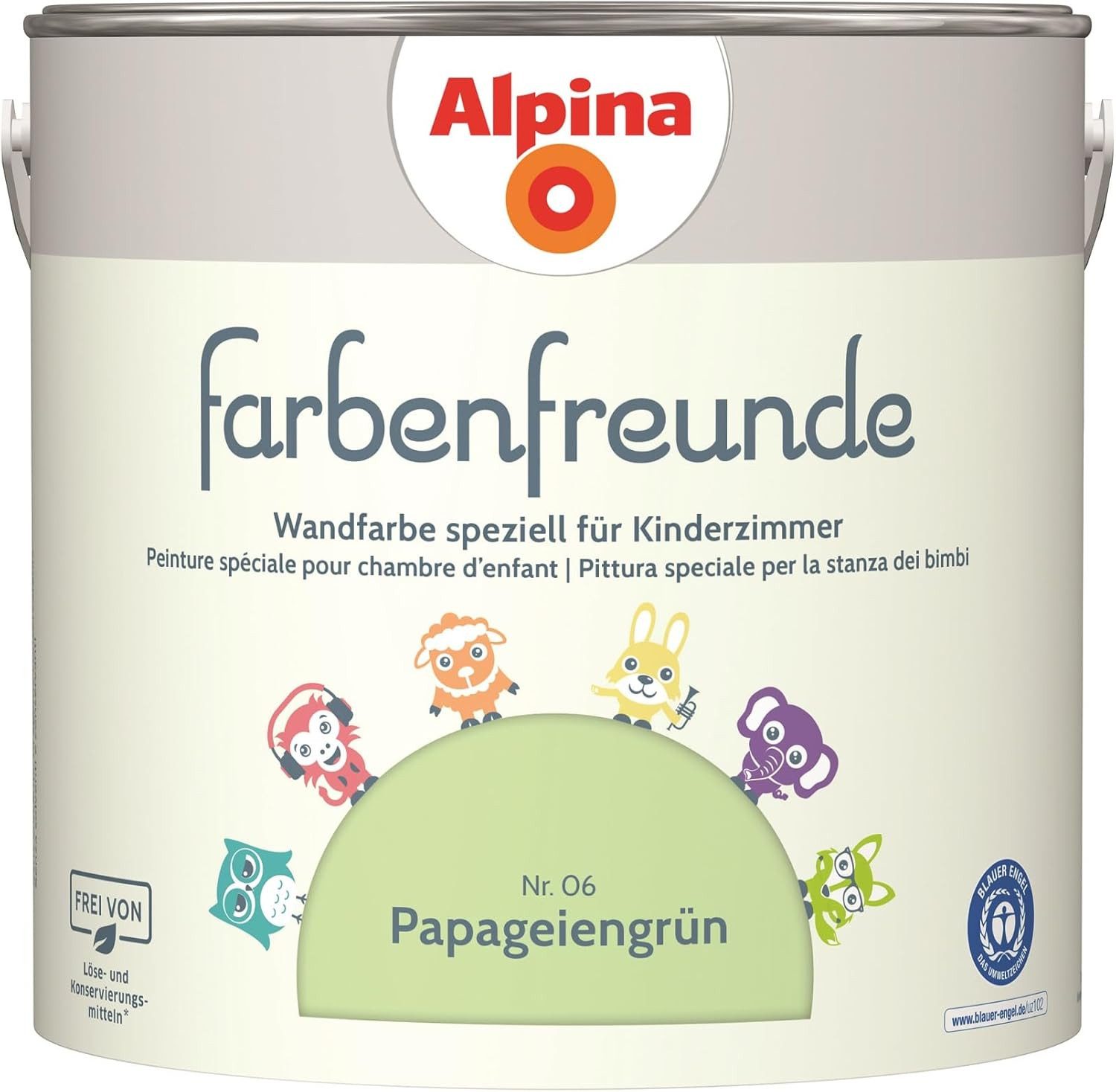 Alpina Wandfarbe 2,5 L. Farbenfreunde Papageiengrün No. 6