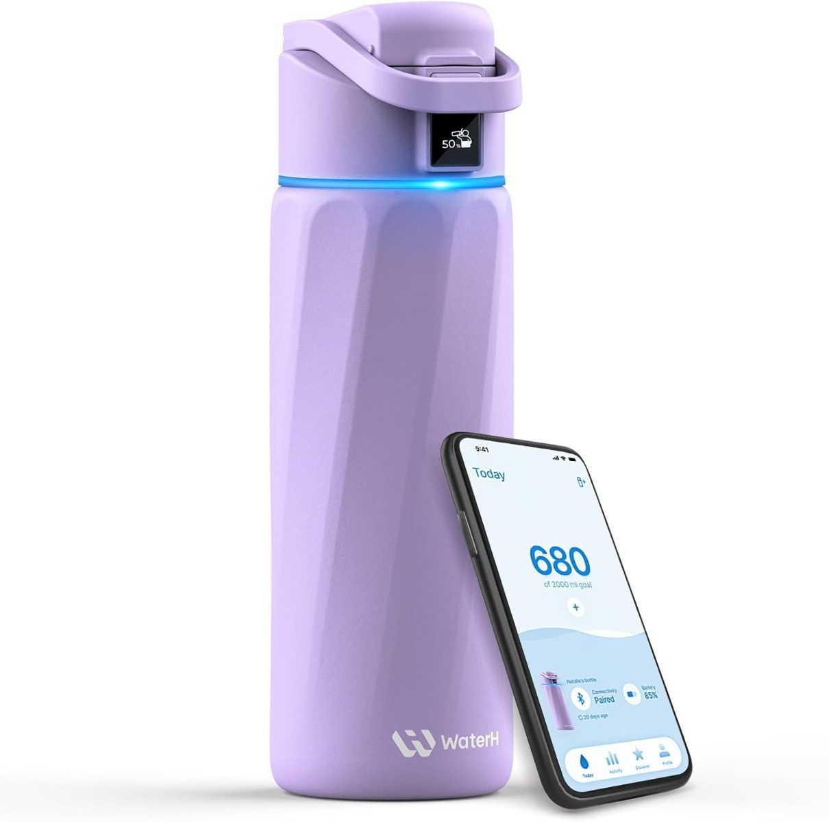 WaterH Trinkflasche Boost, LED-Touch-Display, 710 ml, Violett