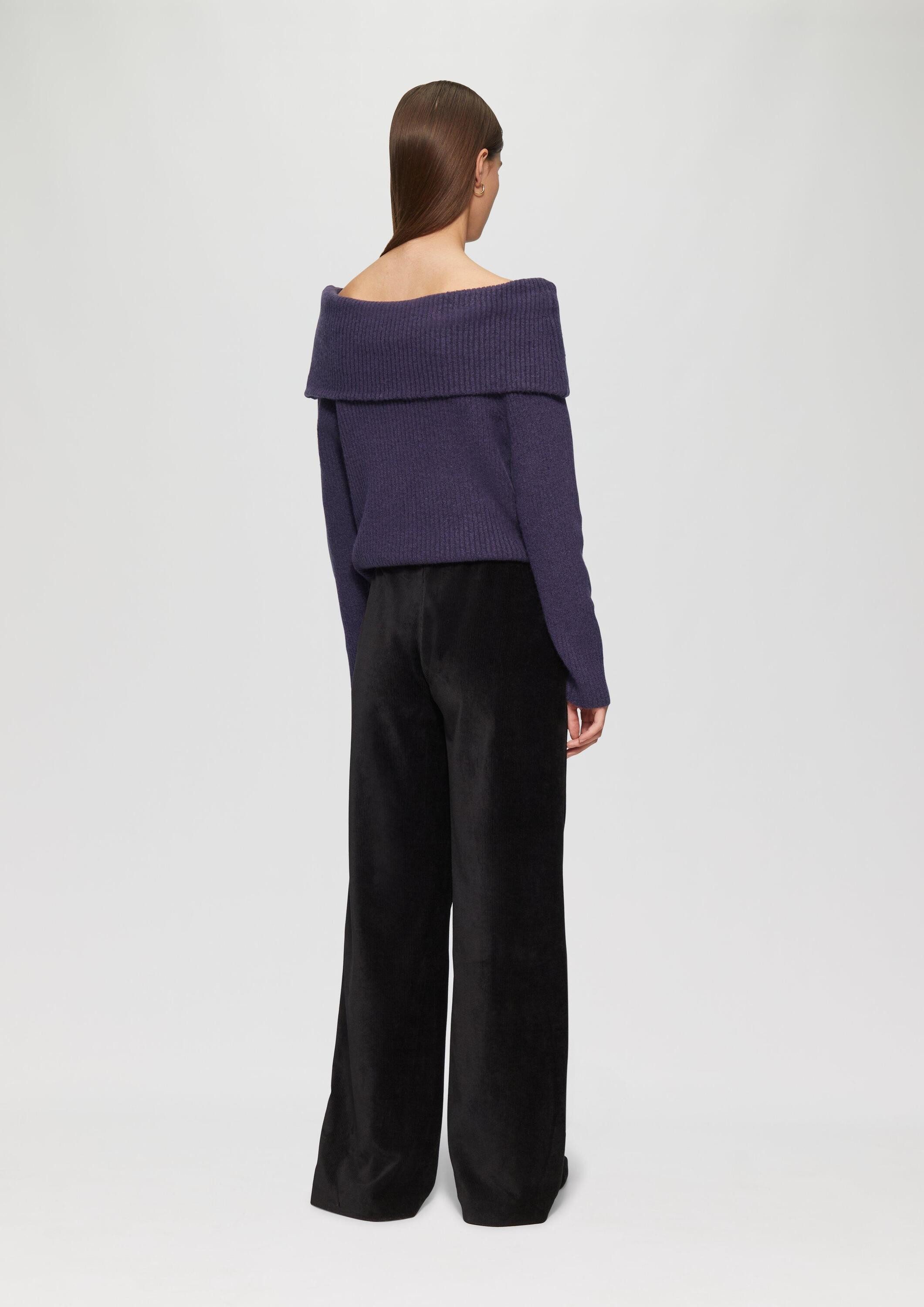 QS Longpullover Strickpullover Rippstrickpullover mit Offshoulder-Ausschnitt