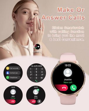 Efolen Smartwatch (1,32 Zoll, Android iOS), Fitness Uhr mit Blutdruck, Menstruationszyklus, SpO2 Schlafmonitor