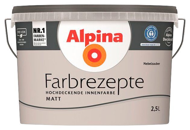 Alpina Wand- und Deckenfarbe Farbrezepte Nebelzauber Warmes Grau matt 2 5 Liter