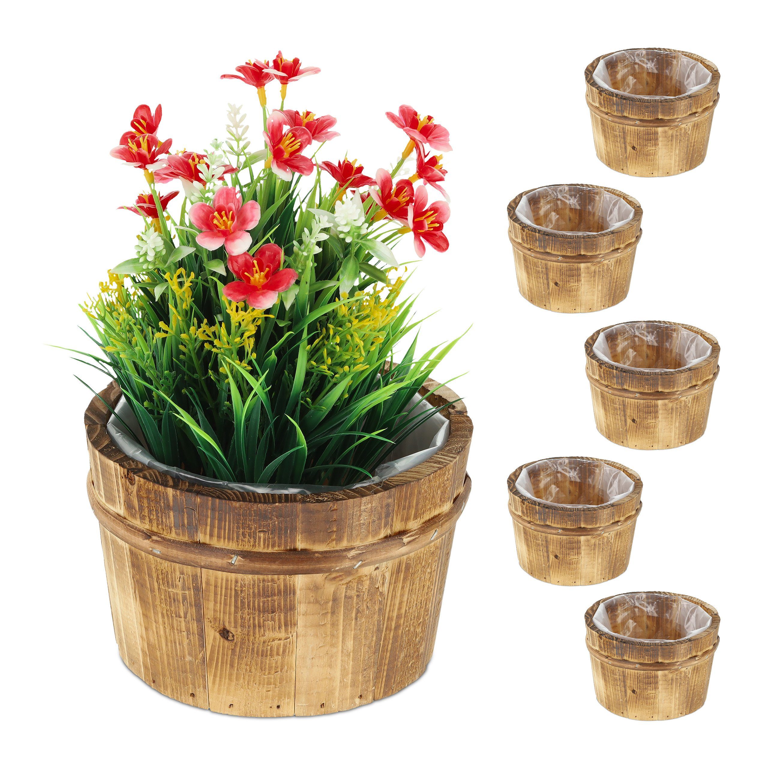 relaxdays Pflanzkübel »Holz Blumentopf im 6er Set« OTTO