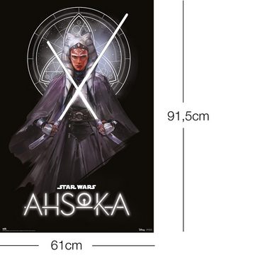 Grupo Erik Poster Star Wars Ahsoka Poster Ahsoka Tano mit Lichtschwerter 61 x 91,5 cm